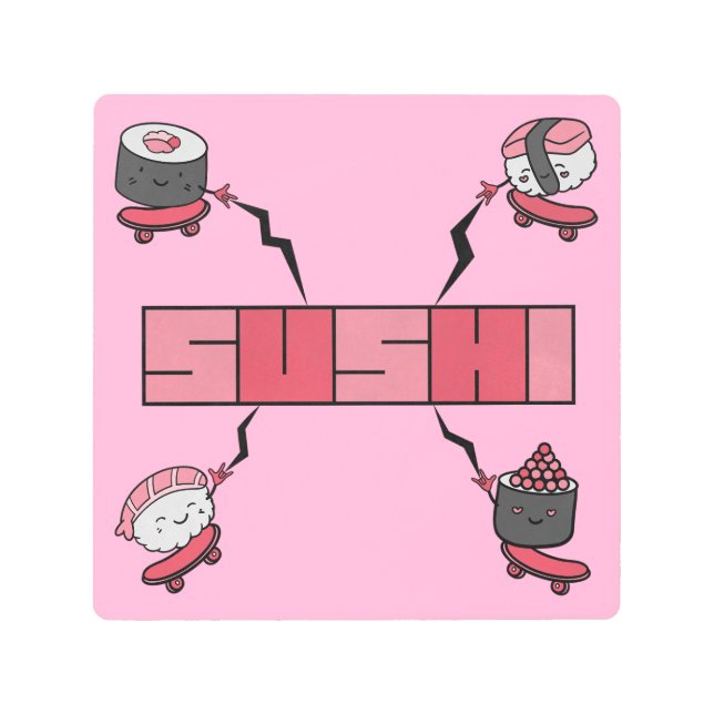 Impresión En Metal Amamos el Sushi - Amor Sushi - Obsesión ASL ILY (Anverso)