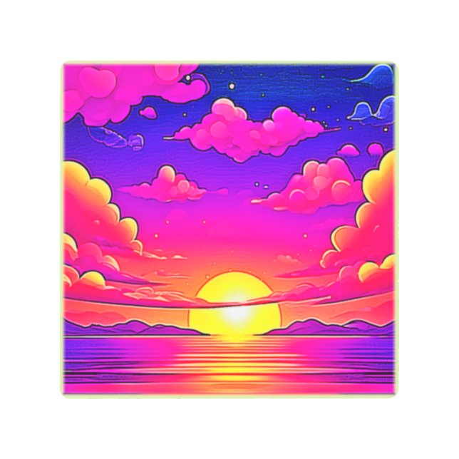 Impresión En Metal Amanecer rosa y morado (Anverso)