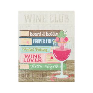 Impresión En Metal Amante del libro de Wine Glass Stack Wine Club