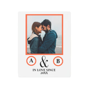 Impresión En Metal Amantes del el día de San Valentín pareja monogram