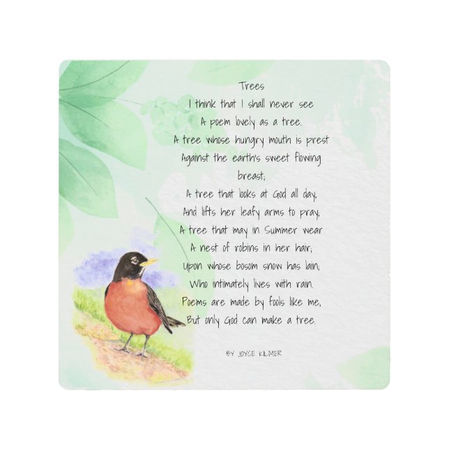 Impresión En Metal Amar a la Naturaleza Inspirador poema Trees Kilmer (Anverso)