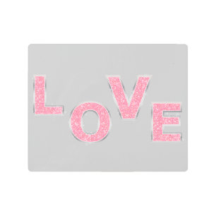 Impresión En Metal Amar al gris y al Purpurina rosado