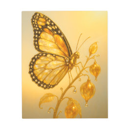 Impresión En Metal Amber Monarch Butterfly Luxury Metal Wall Art