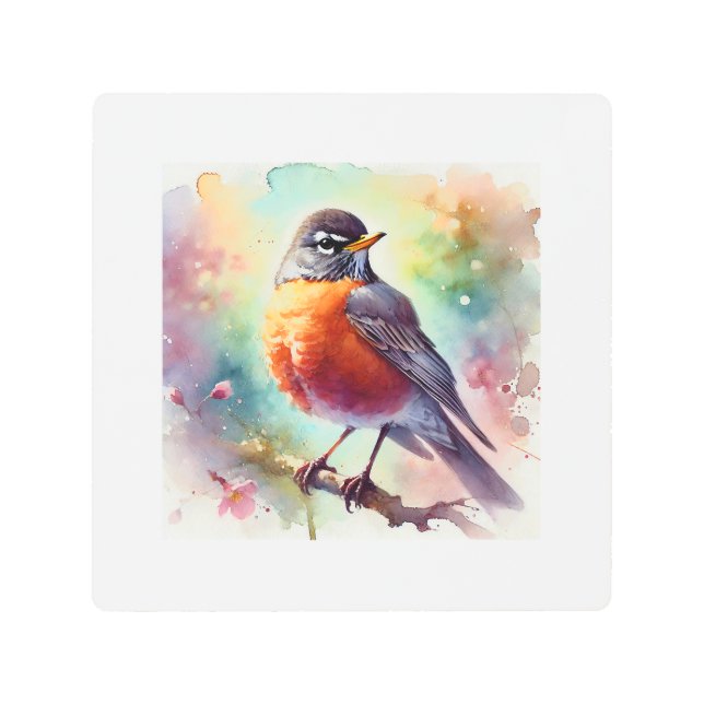 Impresión En Metal American Robin 010924AREF111 - Watercolor (Anverso)
