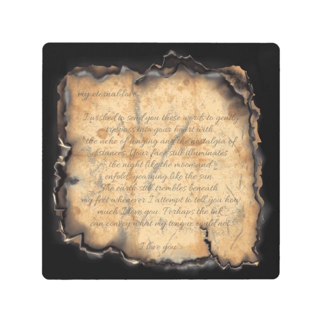 Impresión En Metal Amor Eterno: Letra romántica inspirada en la vinta (Anverso)