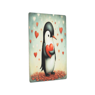 Impresión En Metal Amor pingüino 1