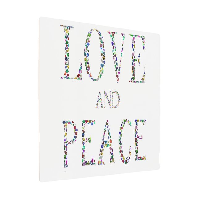 Impresión En Metal Amor y paz - Diseño de Letras Gemstone (Angulado)