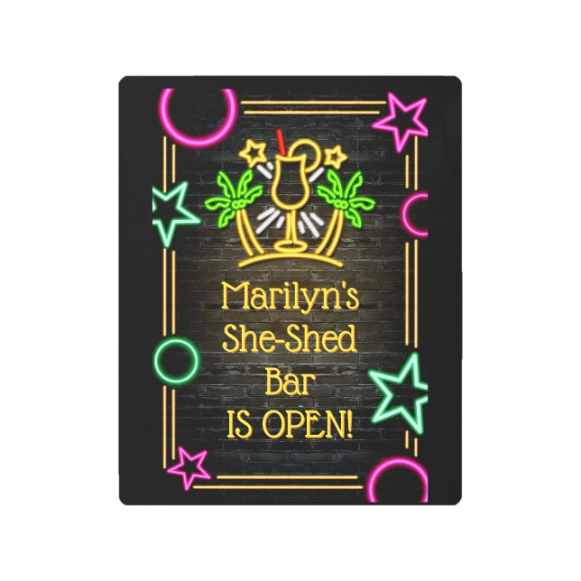 Impresión En Metal Añadir nombre cambiar texto Cócteles de la barra E (Anverso)