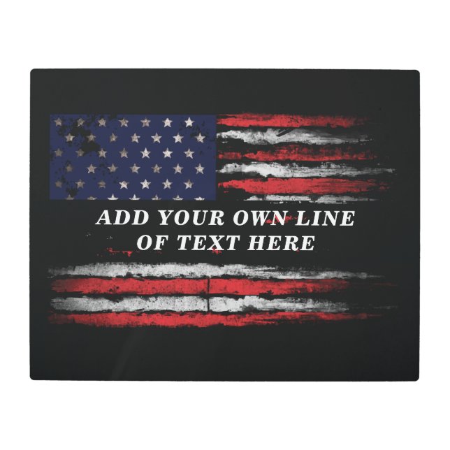 Impresión En Metal Añadir tu propio texto a la bandera norteamericana (Anverso)
