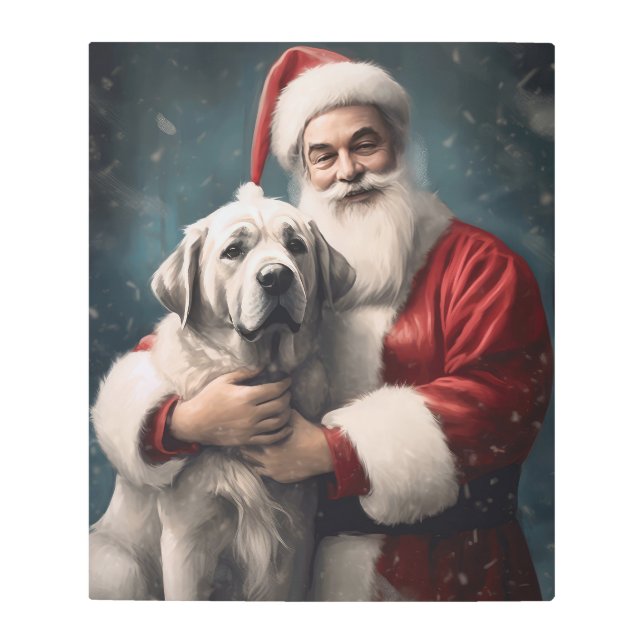 Impresión En Metal Anatolian Shepherd con Navidades de Santa Claus (Anverso)