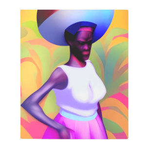 Impresión En Metal Anciana africana llevando una bolsa en la cabeza