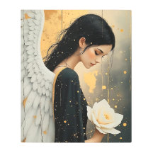 Ángel Gótico Hermoso y Rosa Blanca Celestial