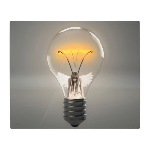 Impresión En Metal Ángel mujer en una bombilla