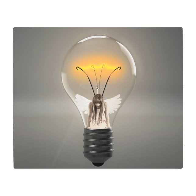 Impresión En Metal Ángel mujer en una bombilla (Anverso)