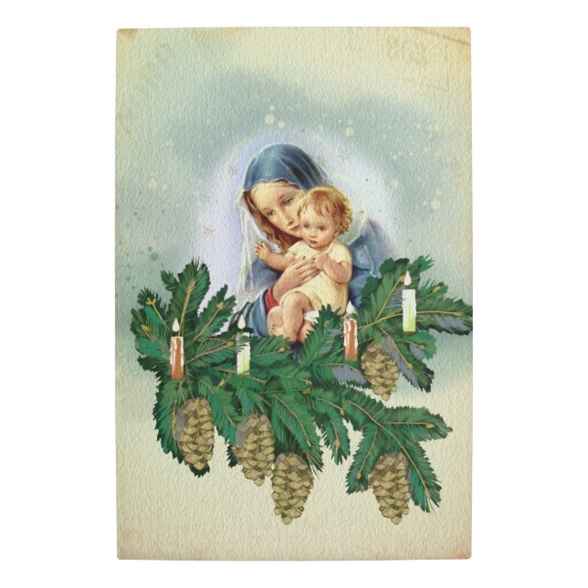 Impresión En Metal Ángel Navidades Mery y Jesús en la luz de las vela (Anverso)