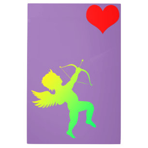 Impresión En Metal Ángulo de niño Rojo amarillo verde - Corazón rosad