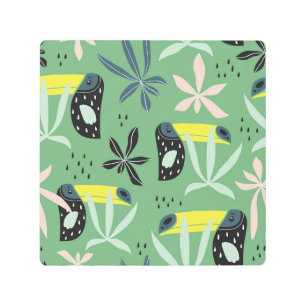 Impresión En Metal Animales de la selva, elementos tropicales, sin co