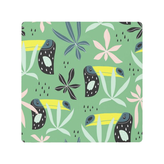 Impresión En Metal Animales de la selva, elementos tropicales, sin co (Anverso)