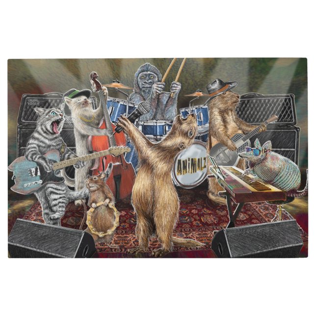 Impresión En Metal Animalz Band Animal Musicians Performing (Anverso)