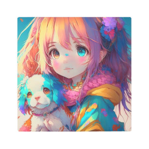 Impresión En Metal Anime Chica con pipa