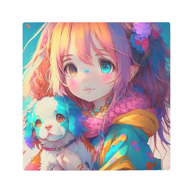Impresión En Metal Anime Chica con pipa