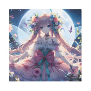 Impresión En Metal Anime Chica Flower Moon Fairy
