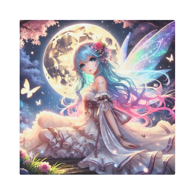 Impresión En Metal Anime Chica Moon Fairy Princess in Garden (Anverso)