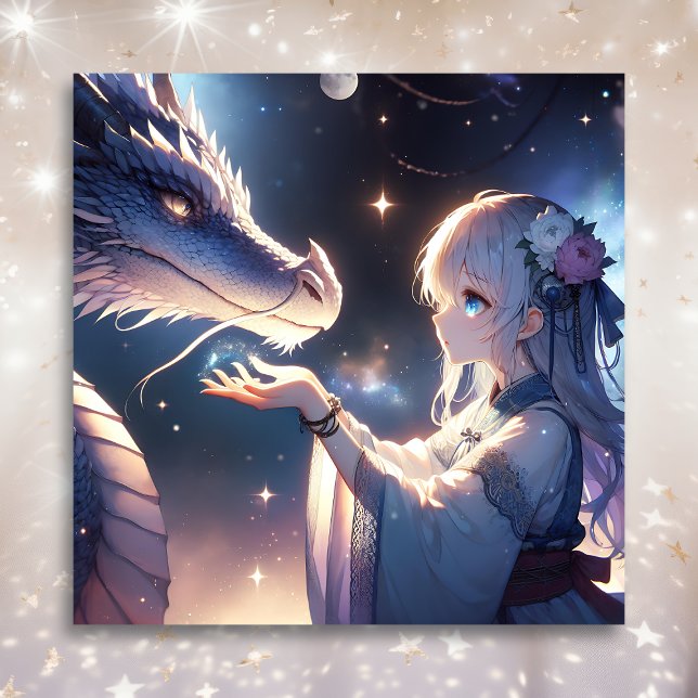 Impresión En Metal Anime Chica y su mística del dragón (Subido por el creador)