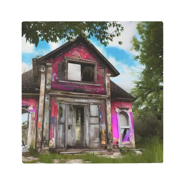 Impresión En Metal Antigua casa abandonada cerca de los bosques (Anverso)