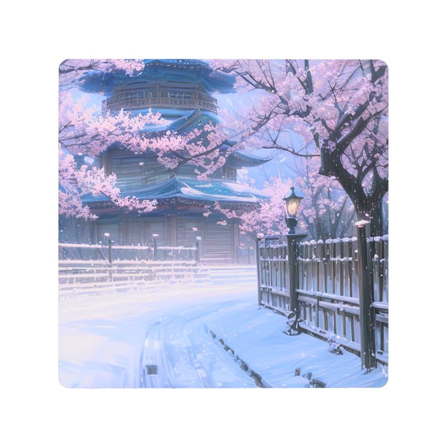 Impresión En Metal Antiguo templo de madera (Anverso)