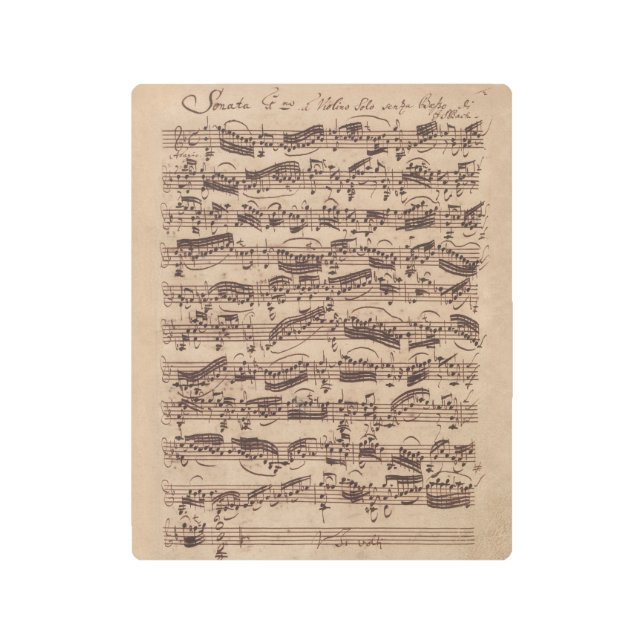 Impresión En Metal Antique Sheet Music Bach Manuscript (Anverso)