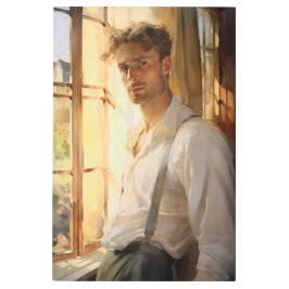 Impresión En Metal Apreciación encantadora: acuarela de hombre joven