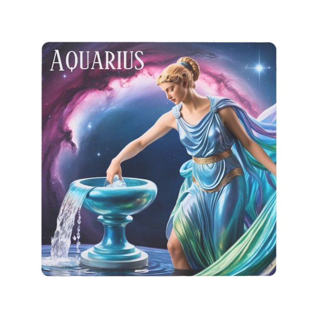 Impresión En Metal Aquarius La Diosa Del Oso Del Agua Zodiac 8x8 (Anverso)
