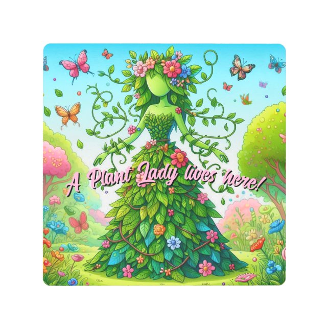 Impresión En Metal ¡Aquí vive una dama de planta! (Anverso)