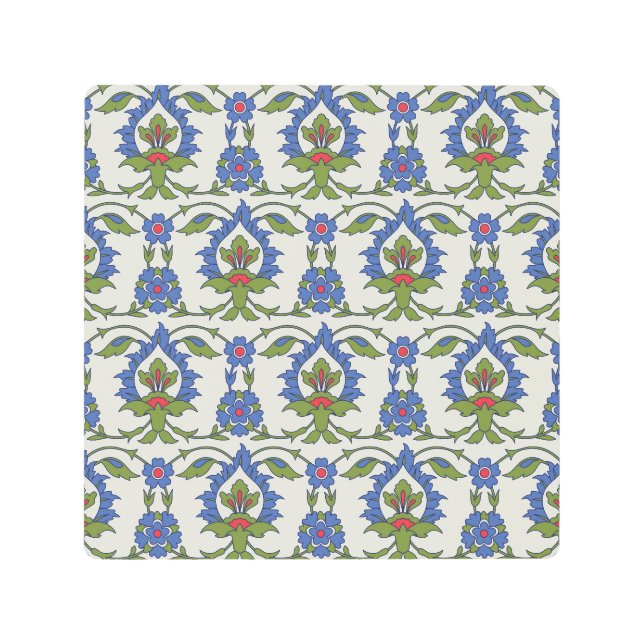 Impresión En Metal Árabe Tradicional: Iznik Tile Seamless. (Anverso)