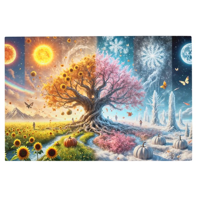 Impresión En Metal Árbol a través de cuatro estaciones divididas (Anverso)