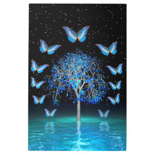 Impresión En Metal Árbol de cristal de mariposa