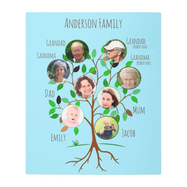 Impresión En Metal Árbol de fotos de familia inmediata (Anverso)