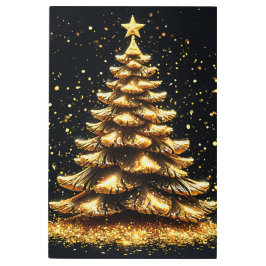 Impresión En Metal Árbol de Navidad dorado