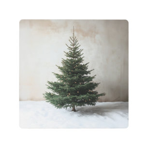 Impresión En Metal Árbol de Navidad minimalista con luces suaves en l