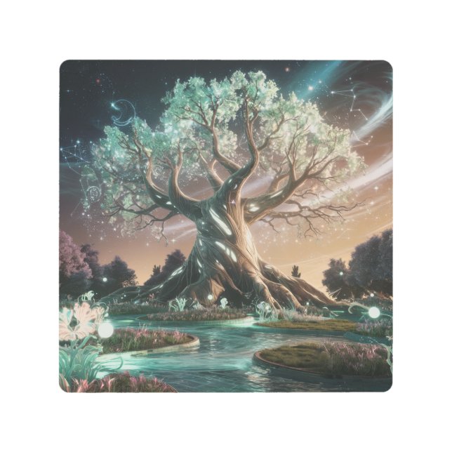 Impresión En Metal Árbol mágico de fantasía (Anverso)