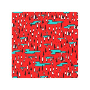 Impresión En Metal Árboles de mano libre: patrón de Navidades escandi