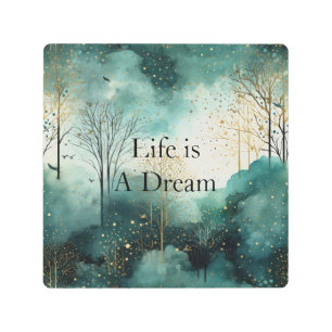 Impresión En Metal Árboles de oro verdes