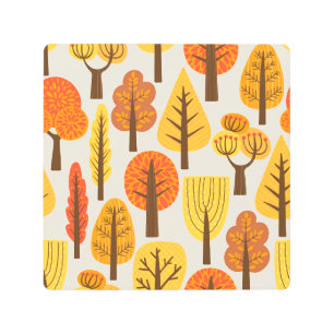 Impresión En Metal Árboles otoñales, patrón sin costuras.