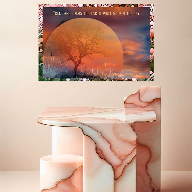 Impresión En Metal Árboles pintorescos son poemas que la Tierra escri (Picturesque Trees Are Poems Earth Writes Upon Sky Metal Print)