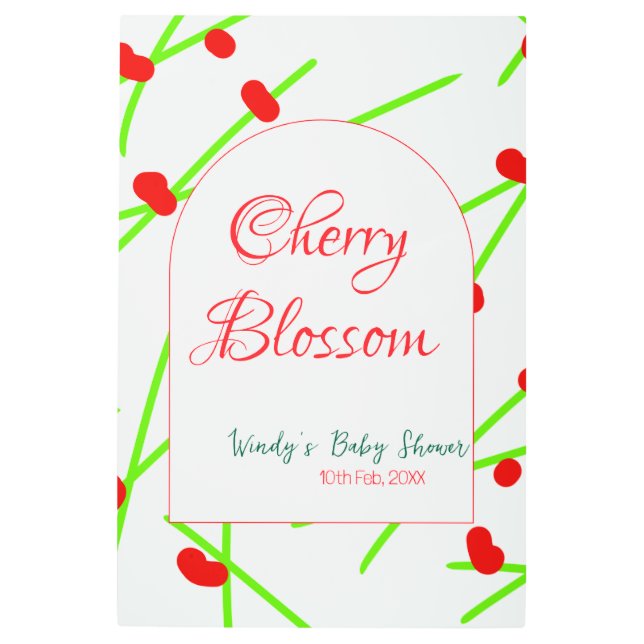 Impresión En Metal Arch shape cherry blossom red green baby shower na (Anverso)
