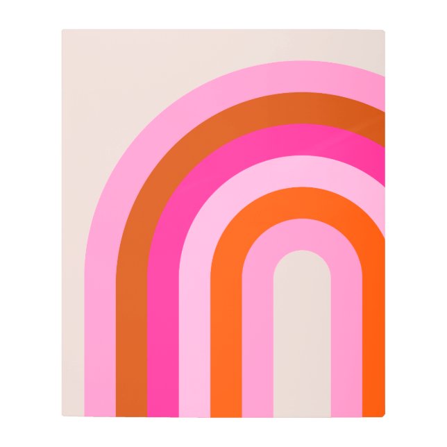 Impresión En Metal Arco rosa arcoiris y Naranja Boho (Anverso)