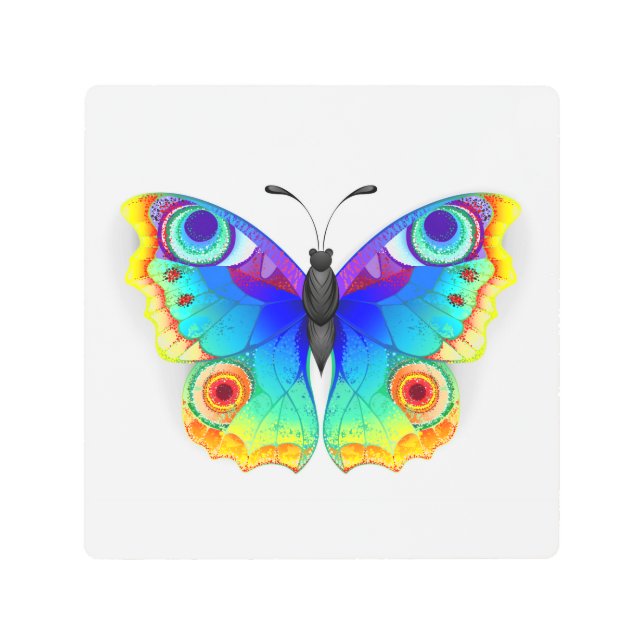 Impresión En Metal Arcoiris mariposa Peacock Eye (Anverso)