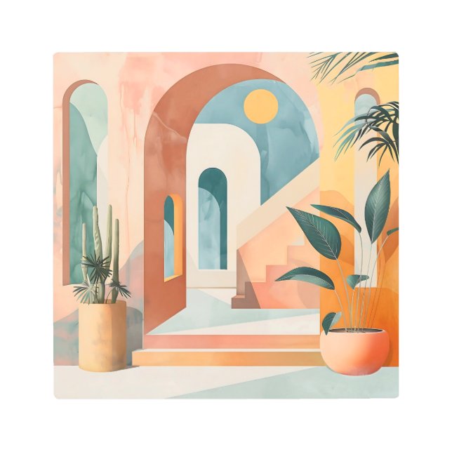 Impresión En Metal Arcos del Desierto - Arquitectura abstracta modern (Anverso)