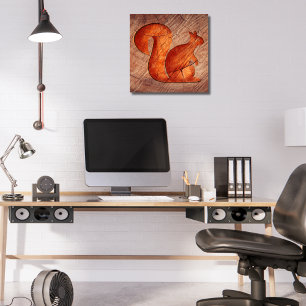 Impresión En Metal Ardilla - madera